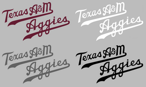 Texas A&M Aggies Script Team Name Logo Premium Vinyl Decal PICK COLOR & SIZE Texas A&M Aggies Script Team Name Logo Premium Vinyl Decal PICK COLOR & SIZE