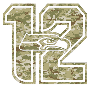 Seattle Seahawks Camo Salute to Service Camouflage 12th Man Logo Premium Vinyl Decal PICK SIZE Seattle Seahawks Camo Salute to Service Camouflage 12th Man Logo Premium Vinyl Decal PICK SIZE