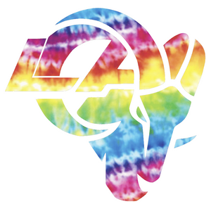 Los Angeles Rams Crucial Catch Cancer Tie Dye Alternate Logo Premium Vinyl Decal PICK SIZE Los Angeles Rams Crucial Catch Cancer Tie Dye Alternate Logo Premium Vinyl Decal PICK SIZE