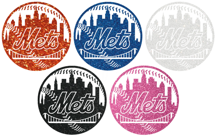New York Mets METALLIC SPARKLE Alternate Logo Premium Vinyl Decal PICK COLOR & SIZE