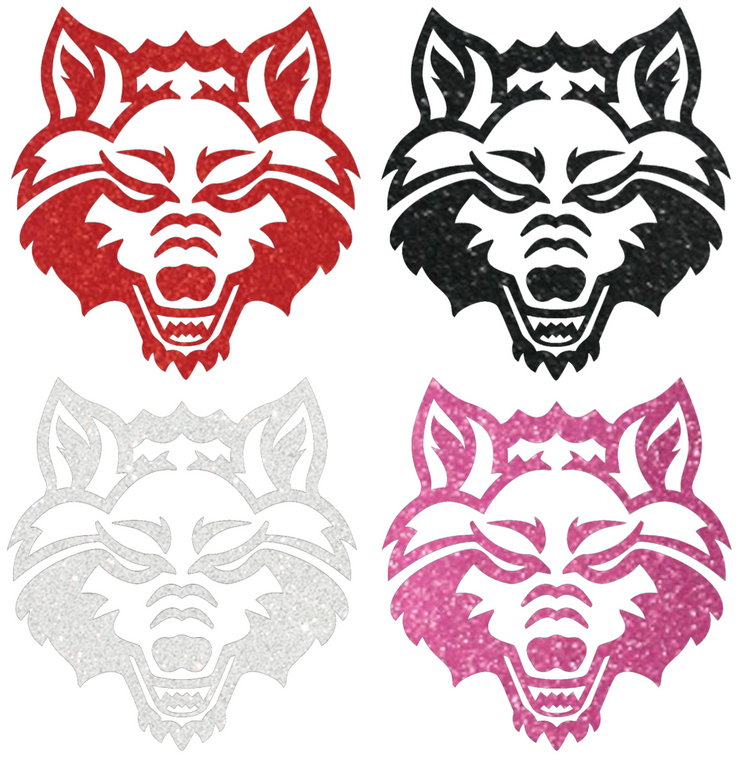 Arkansas State Red Wolves METALLIC SPARKLE Team Logo Premium Vinyl Decal PICK COLOR & SIZE