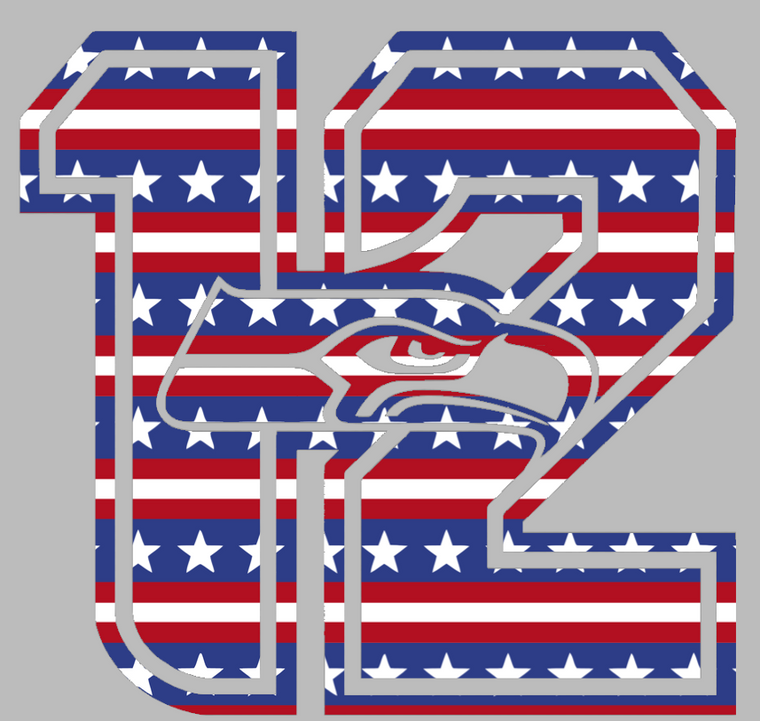 Seattle Seahawks Stars & Stripes USA Flag 12th Man Logo Premium Vinyl Decal PICK SIZE