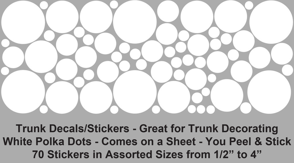 Jumbo Sticker Trunk - 40" x 22" x 20" - White Polka Dot Stickers