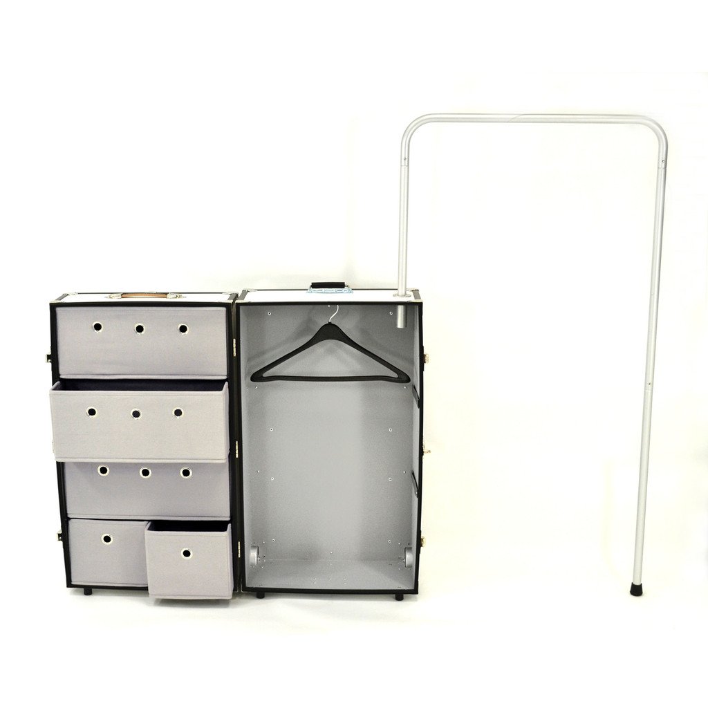 Rhino Dance Star Wardrobe Trunk open with hanger.