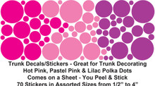 Hot Pink, Pastel Pink Polka Dot Decals/Stickers