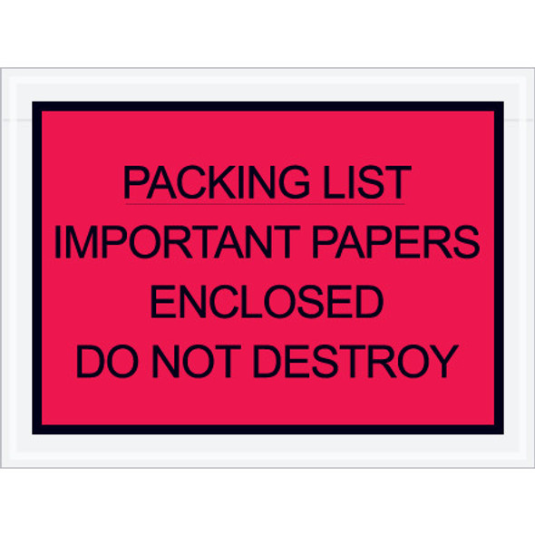 4 1/2 x 6  Red Important Papers Enclosed  Envelopes  Side Load  /  1000 Case