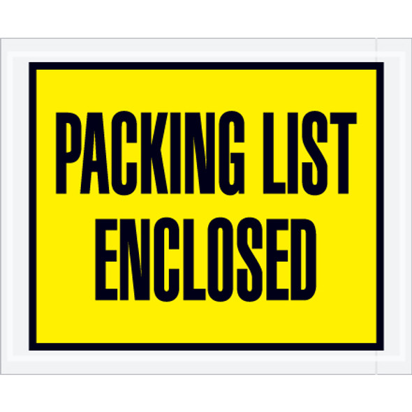 4 1/2 x 5 1/2  Yellow "Packing List Enclosed" Envelopes /  1000