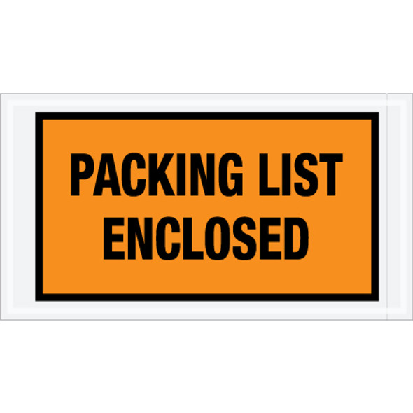 5 1/2 x 10  Orange  "Packing List Enclosed" Envelopes /  1000