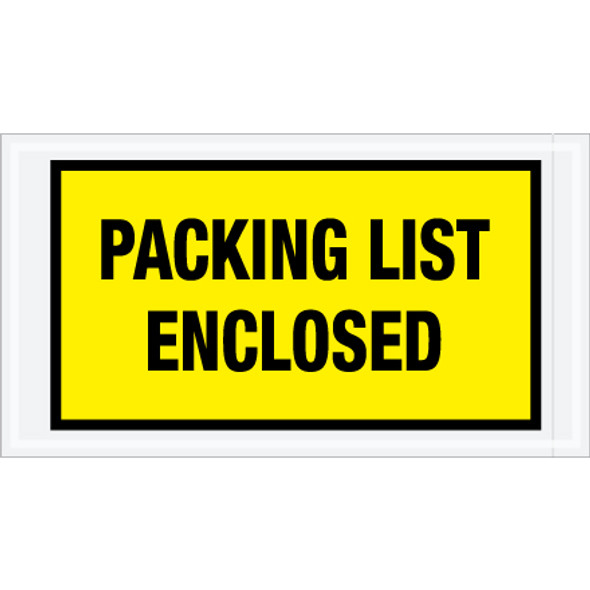 5 1/2 x 10  Yellow  "Packing List Enclosed" Envelopes /  1000