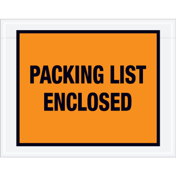 7 x 5 -1/2  Orange "Packing List Enclosed" Envelopes /  1000