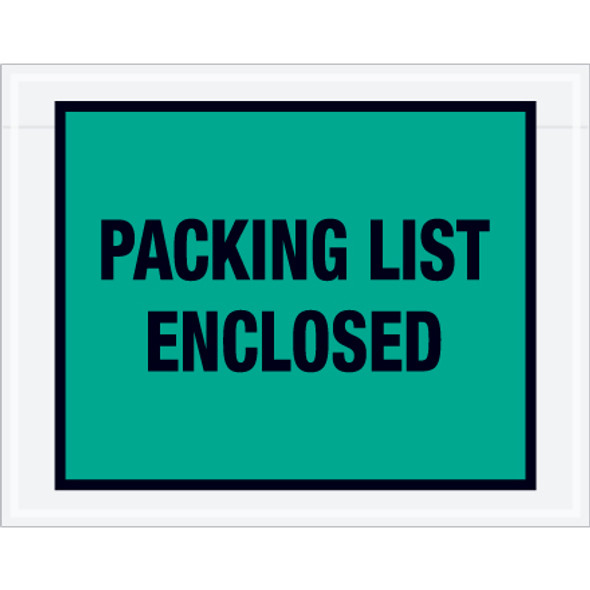 7 x 5 -1/2 Green  "Packing List Enclosed" Envelopes /  1000