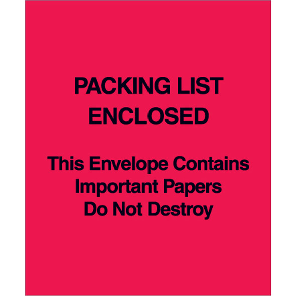 5 x 6"   Red  Important Papers   Envelopes  Top Load /1000 Case
