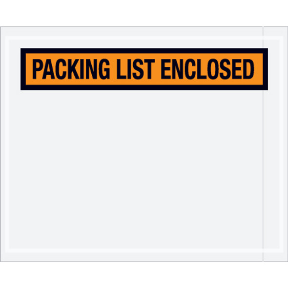 4 1/2 x 5 1/2  Orange "Packing List Enclosed" Panel  Envelopes / 1000 Case