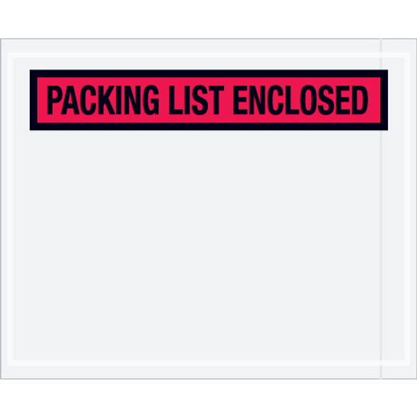 4 1/2 x 5 1/2  Red "Packing List Enclosed" Panel  Envelopes / 1000 Case