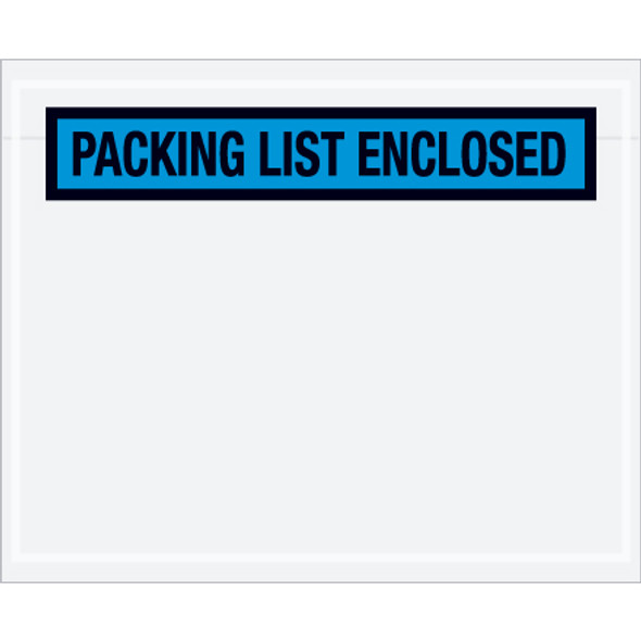 4 1/2 x 5 1/2  Blue "Packing List Enclosed" Panel  Envelopes / 1000 Case