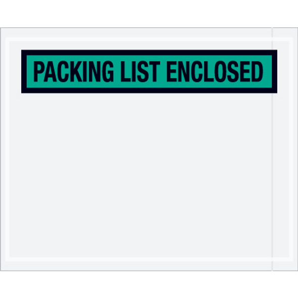 4 1/2 x 6"  Green "Packing List Enclosed" Panel  Envelopes / 1000 Case