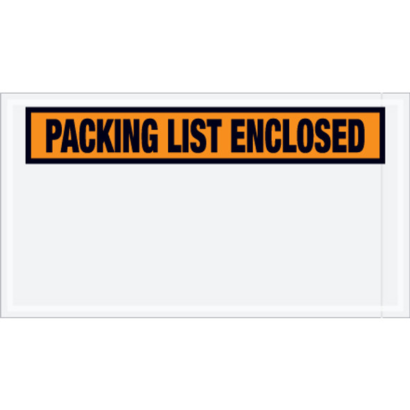 5 1/2 x 10"  Orange "Packing List Enclosed" Panel  Envelopes / 1000 Case