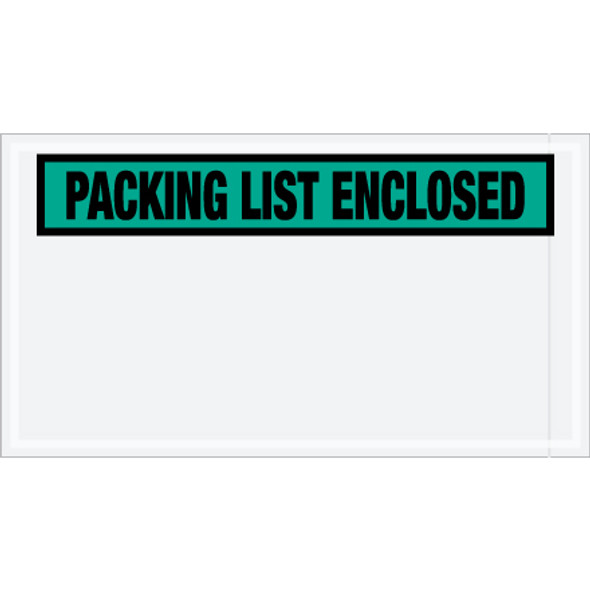 5 1/2 x 10"  Green "Packing List Enclosed" Panel  Envelopes / 1000 Case