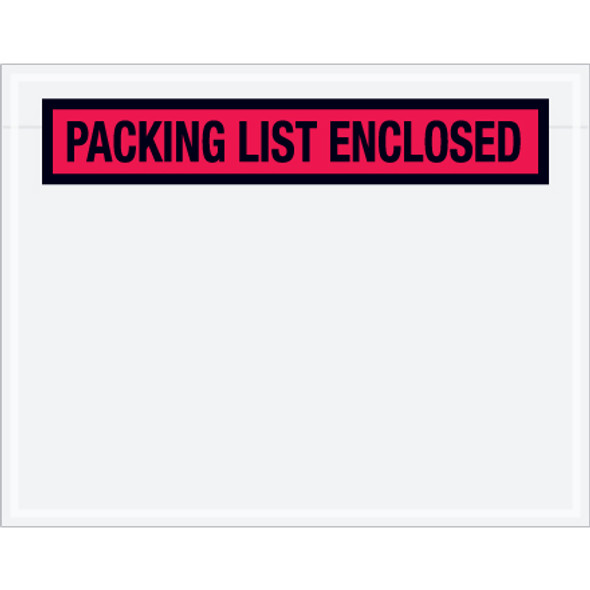 7 x 5 1/2"  Red  "Packing List Enclosed" Panel  Envelopes / 1000 Case