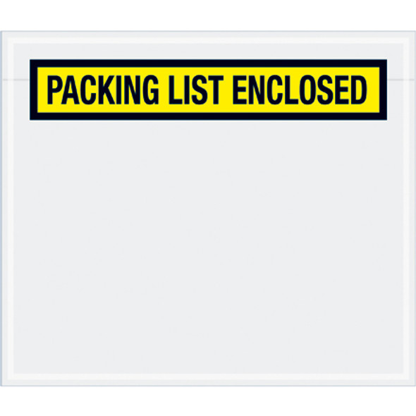 7 x 6" Yellow  "Packing List Enclosed" Panel  Envelopes / 1000 Case