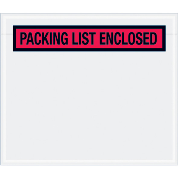 7 x 6" Red  "Packing List Enclosed" Panel  Envelopes / 1000 Case