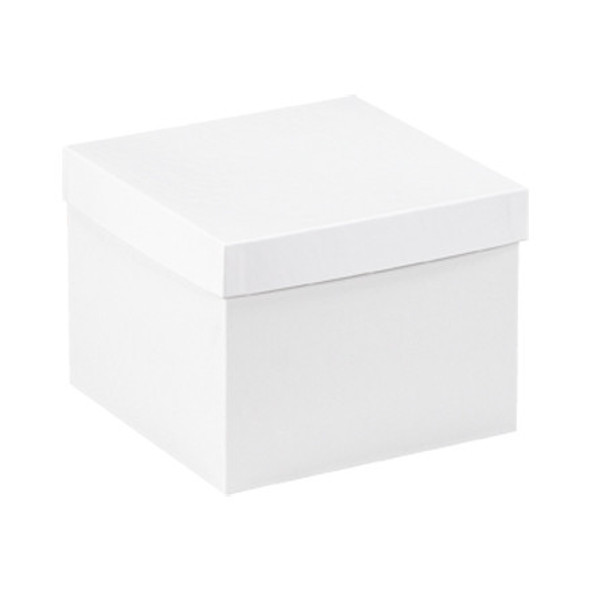 8 x 8 x 6  White Deluxe Gift Box Bottoms / 50 Case
