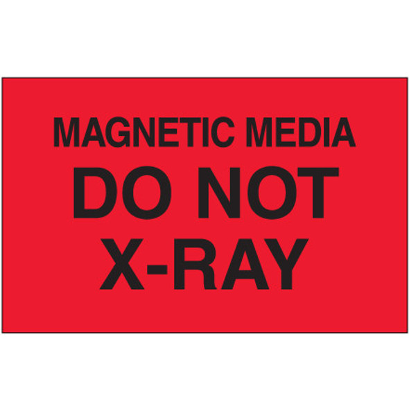 3 x 5  -  Magnetic Media Do Not X-Ray 
(Fluorescent Red) Labels