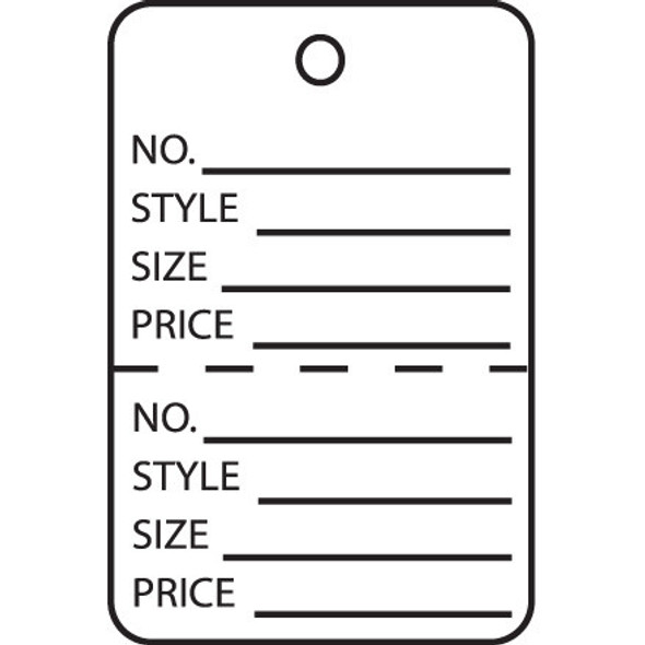 1 3/4 x 2 7/8  White Perforated Garment Tags / 1000 Case