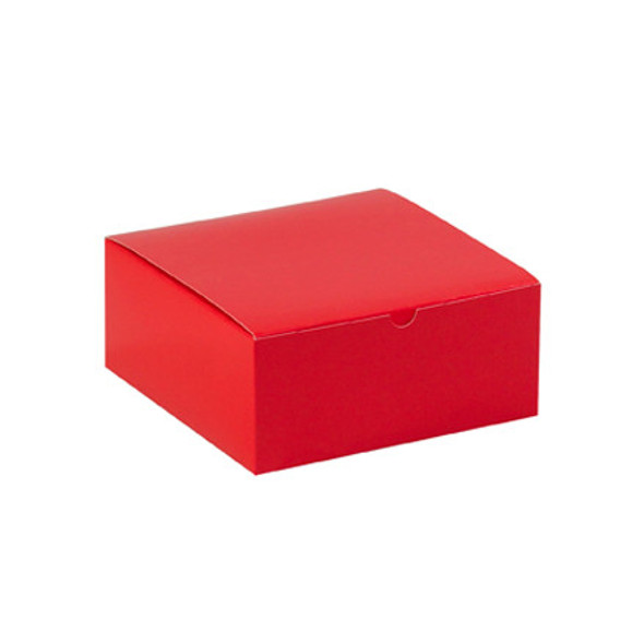 8 x 8 x 3 1/2  Holiday Red Gift Boxes / 100 Case