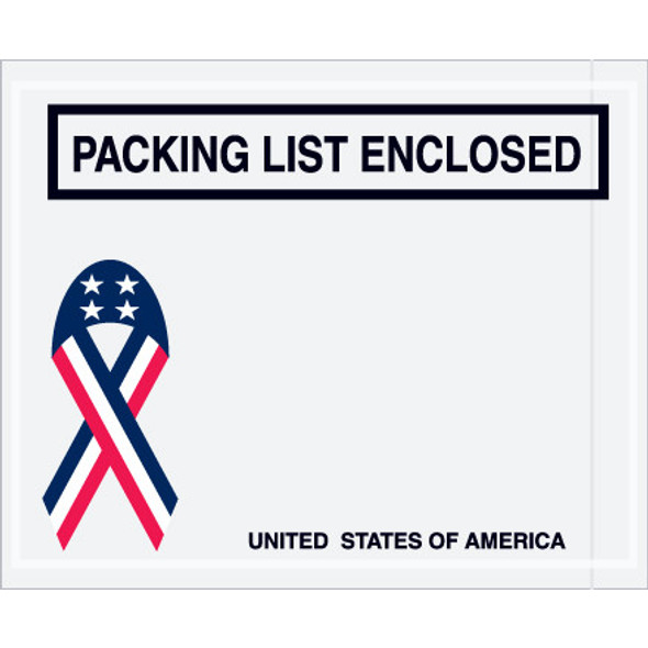 4 1/2 x 5 1/2  U.S.A. Ribbon Packing List Enclosed  Envelopes / 1000 Case