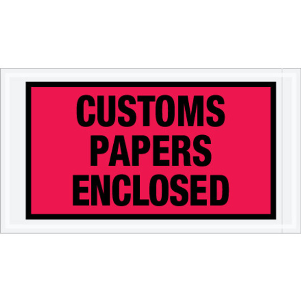 5 1/2 x 10  Red Customs Papers Enclosed  Envelopes / 1000 Case