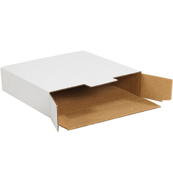 12 1/8 x 11 5/8 x 2 5/8  White
Side Loading Locking Mailers