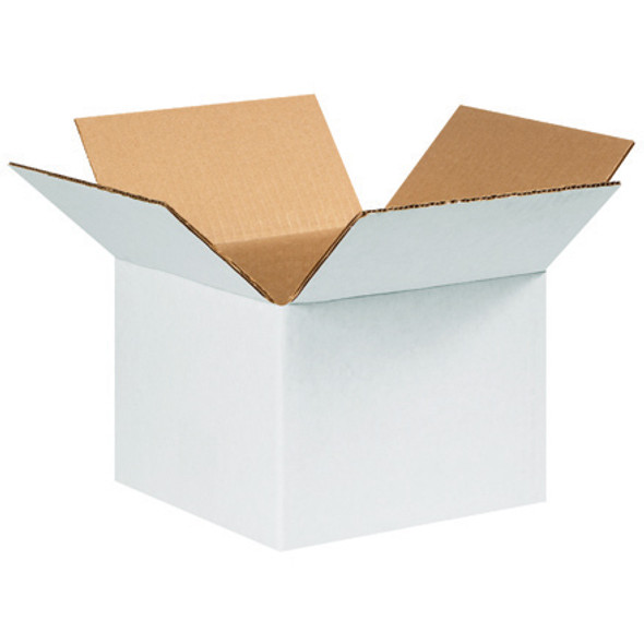 6 x 6 x 4 
White Corrugated Boxes / 25 Bundle