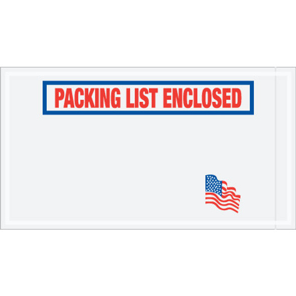 5 1/2 x 10 U.S.A. Flag  Packing List Enclosed  Envelopes / 1000 Case