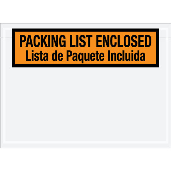 7 1/2 x 5 1/2 Bilingual Packing List Envelopes English/Spanish / 1000 Case
