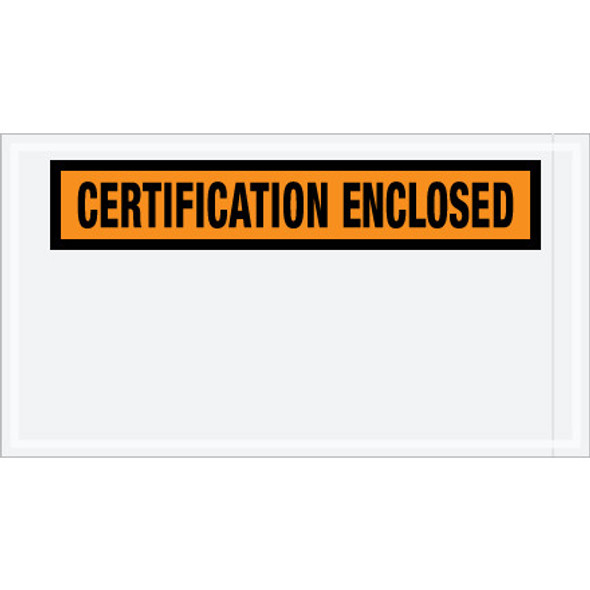 5 1/2 x 10  Orange Certification Enclosed  Envelopes / 1000 Case