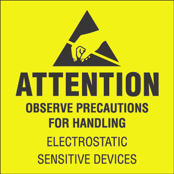 4 x 4  -  Attention - Observe Precautions  Labels / 500 Roll