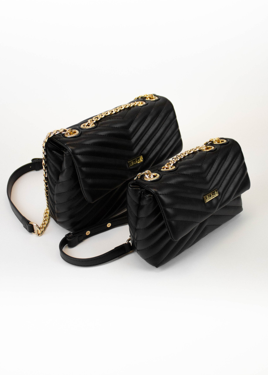 Vegan Crossbody Chain Bag - Black Ladies