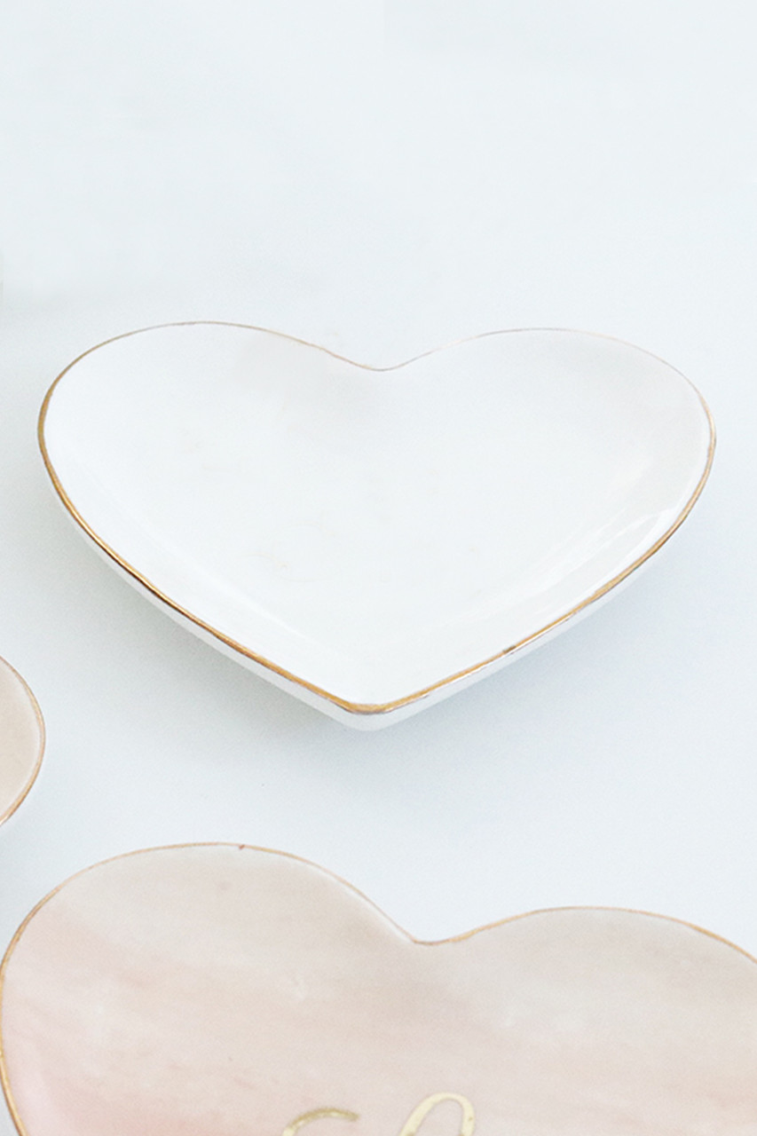 White Ceramic Heart Tray