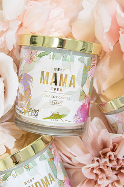 10oz Glass + Gold Lid Candle - Floral Best Mama