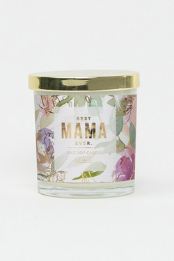 10oz Glass + Gold Lid Candle - Floral Best Mama