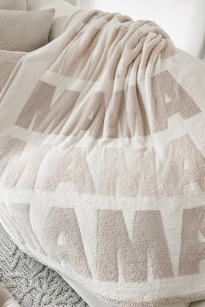 MAMA Throw Blanket  - Ivory/Sand