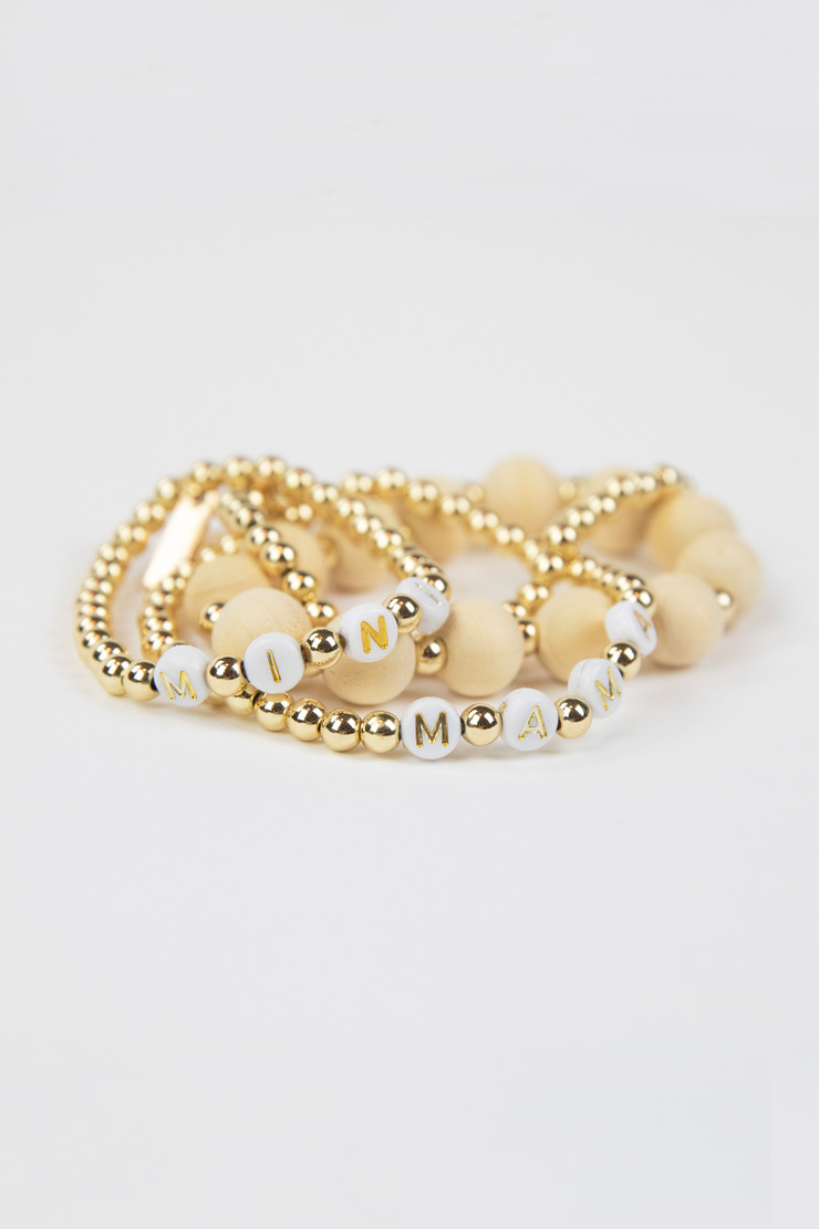 Set of 3 Beaded Bracelets - MAMA