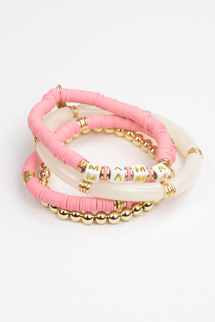 Mama Tubular Bracelet Set - Pink
