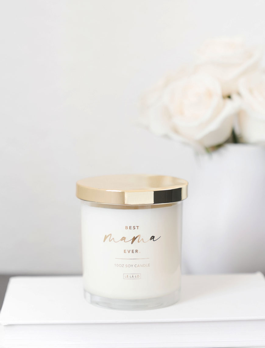 Le La Lo Glass + Gold Lid Candle - Floral Best Mama