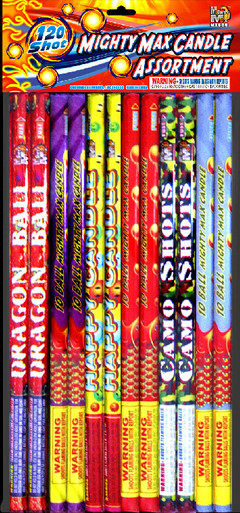 MIGHTY MAX CANDLE ASSORTMENT - 10 BALL - Tri-State Fireworks