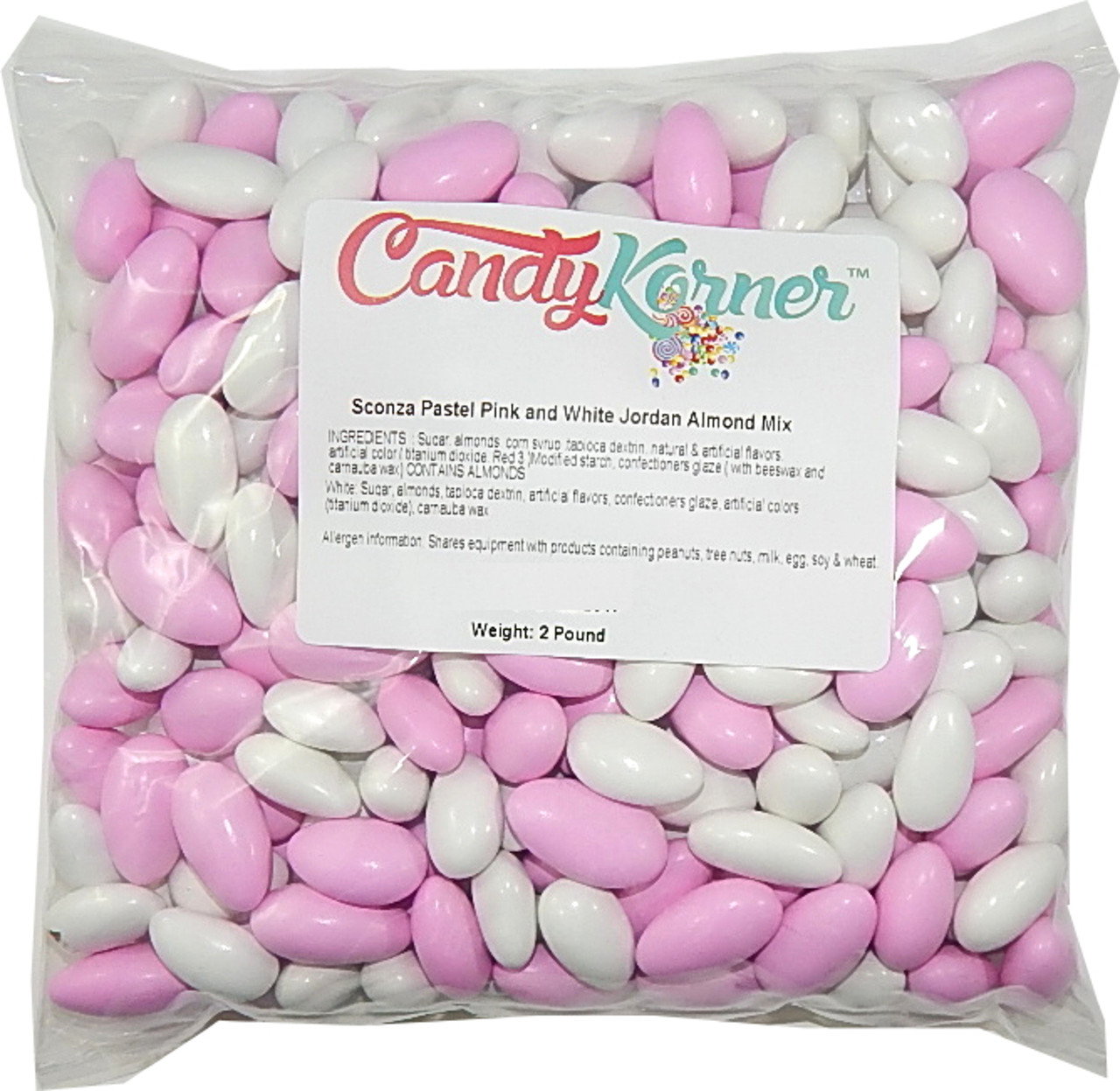 Sconza Jordan Almonds Pink and White Mix 2 Pound ( 32 OZ