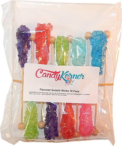 Assorted Rock Candy on Stick (Large), 10 Pcs