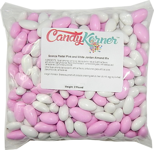 Sconza Jordan Almonds Pink and White Mix 2 Pound ( 32 OZ )