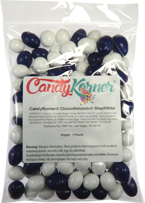 ChocoAlmonds Blue And White | Chocolate Covered Almonds And A Light Candy Shell 3 Pound ( 48 Ounce ) By CandyKorner